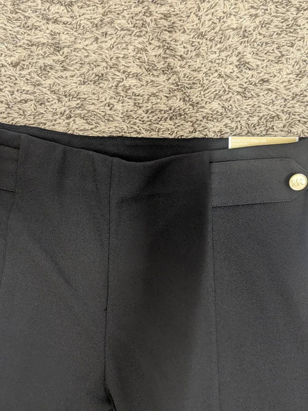 Michael Kors Black Boot-Leg Pants with Gold Buttons